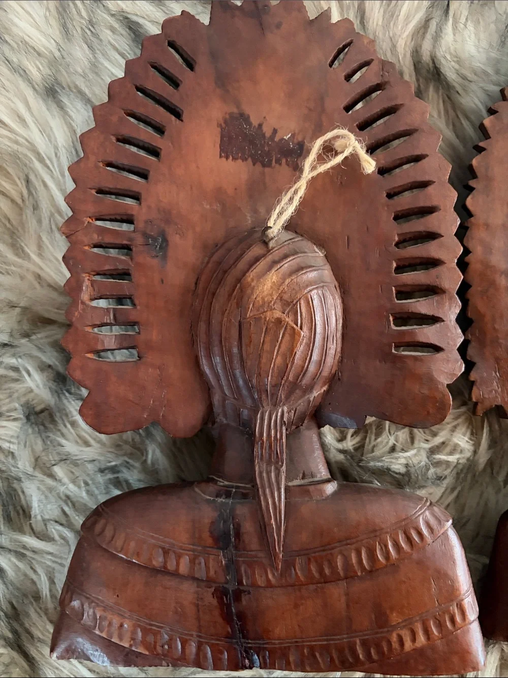 Bali Hand-Carved Wooden Wedding Couple Bust Set Wall Accent